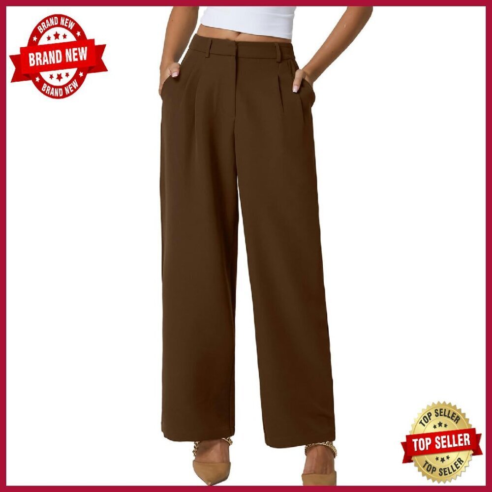 Wide Leg Dress Pants High Waisted Wrinkle Free Work Pants with Pockets